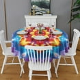 thumbnail image 2 of Rainbow Tie Dye Mandala Pattern Round Tablecloth 60"x60",Wrinkle Wipeable Table Cloth for Kitchen Dining Room Picnic Patio Party, 2 of 6