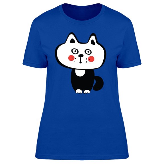 Cool Black & White Cat Doodle Tee Women's -Image by Shutterstock
