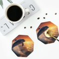 thumbnail image 4 of Vsdgher Sunset Dancing Dolphin Leather Coasters for Drinks, Durable Drink Coasters 4 Set for Tabletop Protection, Luxurious Home Décor and Housewarming Gift ( {designName})Octagon, 4 of 6