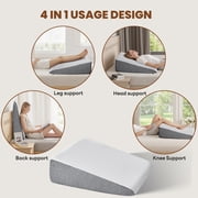 GIANNA Wedge Pillow, Memory Foam Bed Wedge for Acid Reflux & Recovery, Removable Washable Cover, White Gray, 23.6×23.6×7.5in