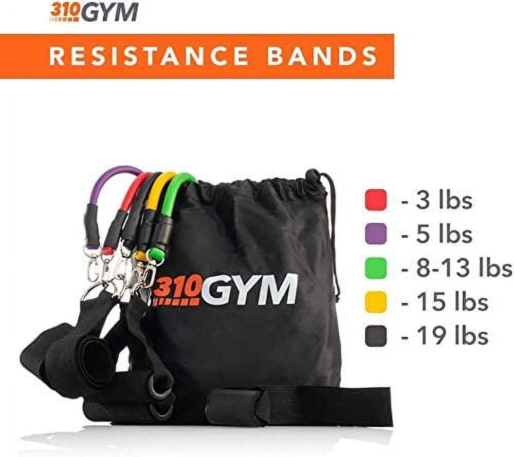 Resistance Band Set with Handle and Carrying Bag by 310 Nutrition