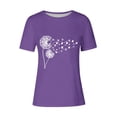 thumbnail image 3 of Tops de Ajuste Suelto para las Mujeres Sudadera Casual Impresa Manga Corta Cuello Redondo Superior, Poliéster, 3 of 4