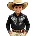 thumbnail image 5 of XAOFW Boys Button Down Shirts Western Cowboy Long Sleeve Lapel Floral Printed Shirt Classic Denim Casual Shirts For Outdoor Play Stylish Tops 10-11 Years, 5 of 5