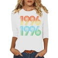 thumbnail image 2 of Roncen Vintage 1976 Classic Print 3/4 Sleeve T-Shirt Retro 50th Birthday Gift Shirt 50rd for Women Letter Print Birthday Party Casual Tee Tops, 2 of 4