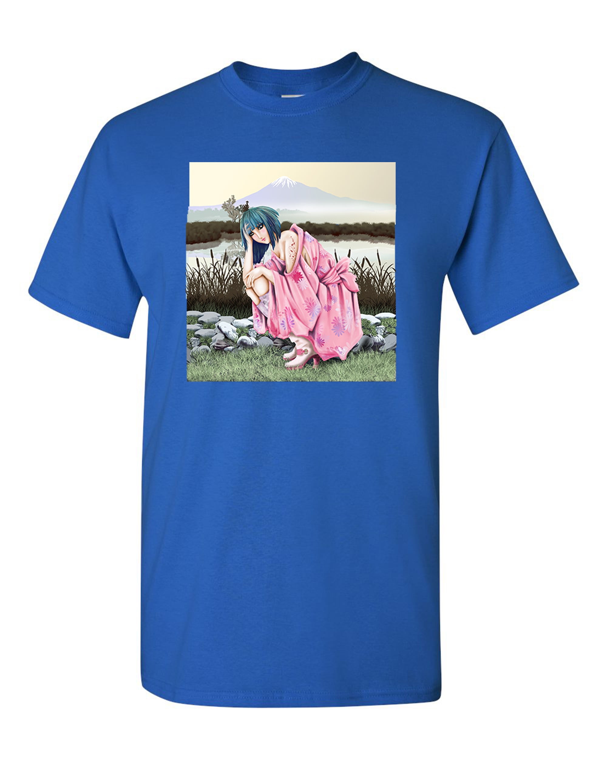 City Shirts Anime Girl Japanese Kimono Tanya Ramsey Artworks Art Dt Adult T Shirt Tee Walmart Com Walmart Com