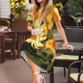 thumbnail image 3 of Honeii Golden Sunflower In Field Print Women’s Short Sleeve Dress, Comfortable Casual Dress, Soft Polyester Spandex Blend, Stylish Everyday Wear for Summer, Perfect for Travel and Vacation, 3 of 6