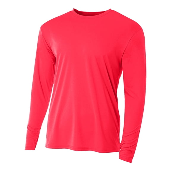 A4 N3165 Mens Cooling Performance Long Sleeve Crew - Coral - 3XL