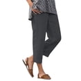 thumbnail image 3 of SwiftWear Women's Cotton Linen Straight Leg Pants Elastic Waist Casual Ankle Cropped Trousers with Pockets Stretch Pull On Comfy Pants, 3 of 9