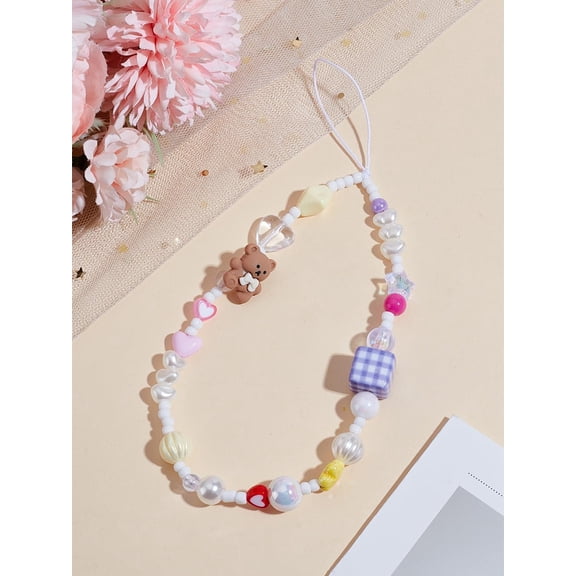 1Pcs Bear Plastic Phone Charm for Women Detachable Mobile Wrist Strap Colorful Decorations Charm for Keychain Clasps USB Drive DIY Jewelry Mobile Accessories 205mm