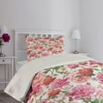 thumbnail image 2 of Ambesonne Floral Quilted Coverlet 2 Pcs, Peonies and Roses, Twin Size, White Pink Blush, 2 of 4