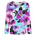 thumbnail image 3 of Uootdi Womens Tops Crew Neck Long Sleeve Flower All Over Print Long Sleeve Tee for Women Oversized Fresh Botanical Womens Tees, 3 of 5