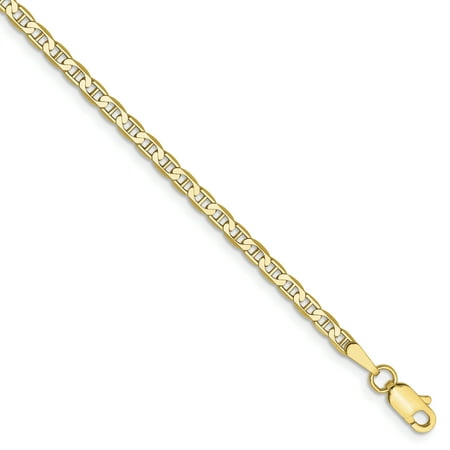 10k Yellow Gold 2.4mm Flat Link Anchor Necklace Chain Pendant Charm Gifts For Women For Her