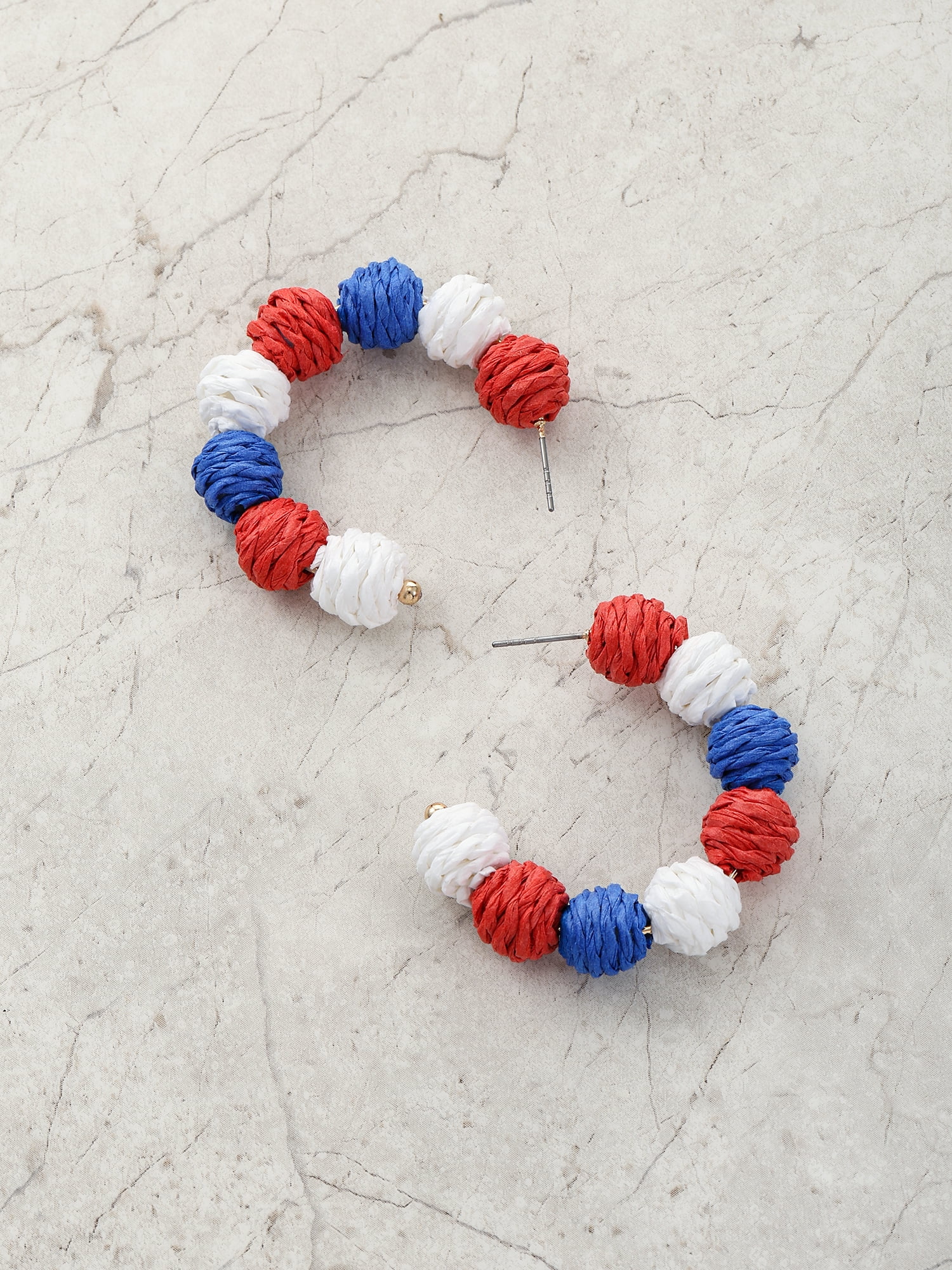 Way to Celebrate Americana Pom Pom Hoop, 1 Pair