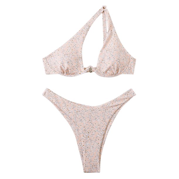 Traje de baño para mujer, bikini de dos piezas con soporte de acero y hombros divididos estampado para mujer, trajes de baño para mujer