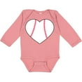 thumbnail image 3 of Inktastic Heart Shaped Baseball Boys or Girls Long Sleeve Baby Bodysuit, 3 of 5