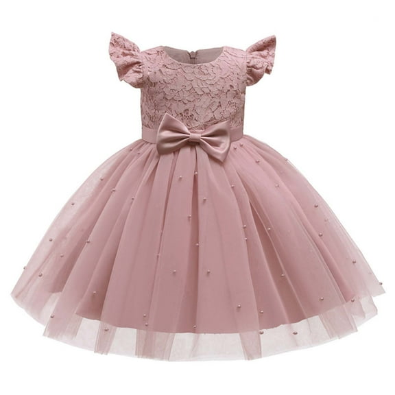 Diufon Little Girls Elegant Dress Ruffled Sleeve Birthday Party Wedding Princess Gown Dress Cute Bow Knot Skirt