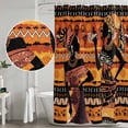 thumbnail image 5 of Black Orange Girls Boho Shower Curtain, Waterproof Shower Curtains for Bathroom, Vintage Ethnic Tribe Abstract Art Washable Fabric Bathtub Curtain Set Bath Decor with 12 Hooks Standard 72"x72", 5 of 8