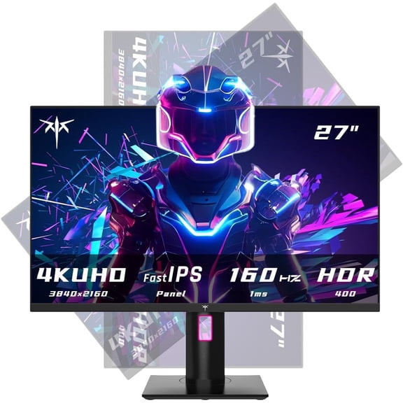 Restored KTC 27 Inch 4K Gaming Monitor, UHD 160Hz/144Hz 1ms Fast IPS Monitor, Freesync/G-Sync, HDR400, 132% sRGB, HDMI DisplayPort, VESA, Tilt/Height/Pivot Adjustable, H27P22S (Refurbished)