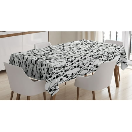 - Geometric Tablecloth, Monochrome Lines with Dots Ornamental Design Vintage Eighties Inspirations, Rectangular Table Cover for Dining Room Kitchen, 60 X 84 Inches, Black Grey White, by Ambesonne
