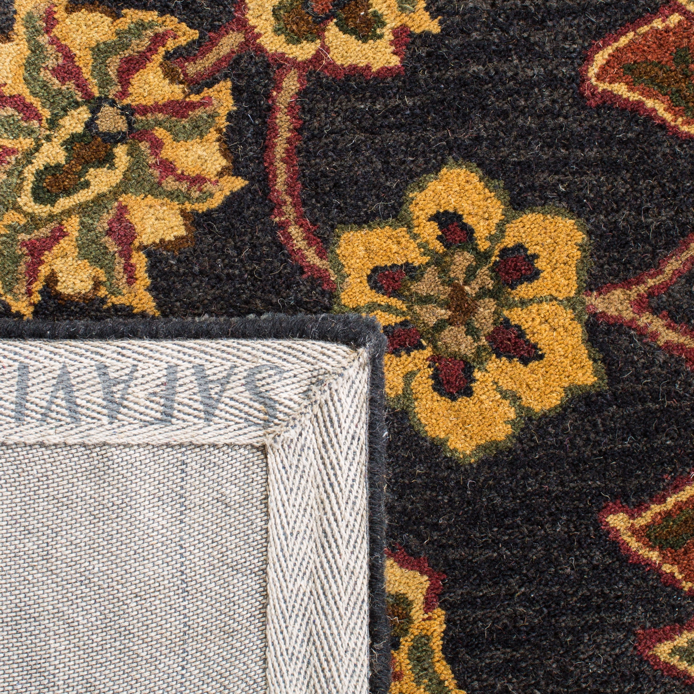 Safavieh Golden Jaipur Dreda Bordered Wool Area Rug, Black/Gold, 8'3" x 11'