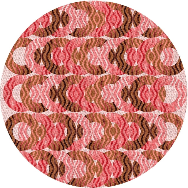 Ahgly Company Tapis Rond Lavable en Machine Intérieur Transitionnel Rouge Lave, 3 Pieds Rond