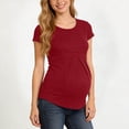 thumbnail image 6 of Axiiglly Maternity Shirts Short Sleeve Crew Neck Pleated Stretch Pregnancy T-Shirts Soft Comfortable Plus Size Tee for Women, S-4XL, 6 of 9