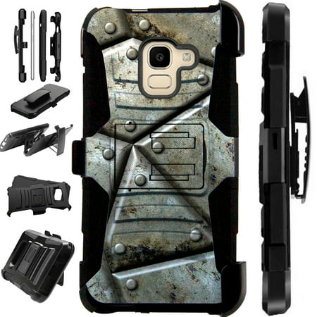 Bb Shell Set - Compatible Samsung Galaxy J6 2018 (Unlocked) Case Armor Hybrid Phone Cover LuxGuard Holster (Metal Shell)