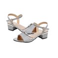 thumbnail image 2 of 1 Paire Femmes Été Sequin PU Cuir Sandale Fille Conception Simple Cool Femmes Caoutchouc Semelle Mode Haut Talon Parti Banquet Chaussures Réglables, 2 of 8