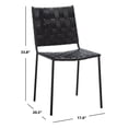 thumbnail image 3 of SAFAVIEH Wesson Contemporary Leather Solid Dining Side Chair, Black/Black (Set of 2), 3 of 14