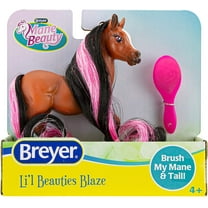 Breyer Horses Mane Beauty Li'l Beauties | Blaze | Brushable Black and Pink Mane and Tail | 4.25" L x 3.25" H |