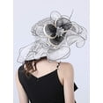 thumbnail image 4 of Organza Church Fascinator Wedding Tea Party Derby Hats for Women Flower Wide Brim Sun Hat, 4 of 6