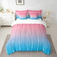 thumbnail image 2 of Pink Gradient Bedding Comforter Sets 7 Pieces Blue Ombre Bed in a Bag, Rainbow Watercolor Full Bedding Sets Geometric Wave Comforter Set, Abstract Lines Bedding Sets & Collections Home Decorations, 2 of 4