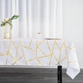 thumbnail image 2 of BalsaCircle 60" x 102" White Gold Metallic Geometric Design Polyester Rectangle Tablecloth, 2 of 8