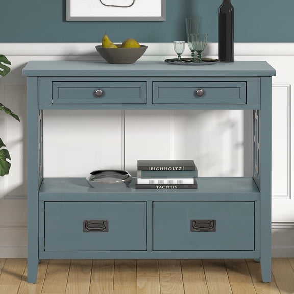 Solid Wood Console Table with Spacious Storage & Classic Style (36'')