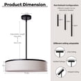 thumbnail image 6 of 20" Farmhouse Chandelier Light Fixture with Integrated LED Fabric Drum Pendant Light Modern Lighting Ceiling Hanging for Dining Room Kitchen Bedroom Black, 6 of 10