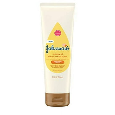 Johnson's Creamy Oil for Baby with Shea & Cocoa Butter, Moisturizing Body Lotion with Gentle Fragrance, Hypoallergenic, Non-Greasy, Paraben-Free, Phthalate-Free and Dye-Free, 8 fl. oz
