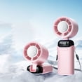 thumbnail image 2 of Pink Handheld Fan with Ice Cooler Semiconductor Rechargeable Portable Pocket Fan, Hand Fan Ai Semiconductor Cooling 21000 Rpm Motor 199-Stepless Speeds 3000Mah Battery 14-Hour Runtime, By Kingtowag, 2 of 9