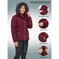 thumbnail image 5 of Wantdo Women's Windproof Jackets Waterproof Winter Coat Warm Windbreaker with Hood Wine Red L, 5 of 9