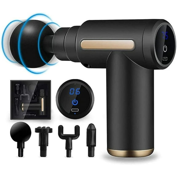Massage Gun,Mini Massage Gun Deep Tissue,6 Speeds Percussion Muscle Massager with 4 Massage Heads 1800mAh Battery Type-C Charging Super Quiet Massage Gun