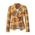 thumbnail image 4 of UPPADA Flannel Shirts for Women Button up Plaid Shirt Long Pocketed Shacket Jacket Coat Long Sleeve Business Casual Tops for Women Yellow,M, 4 of 5