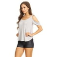 thumbnail image 2 of Women’s Short Sleeve Cold Shoulder Top (Heather Gray, Medium), 2 of 2