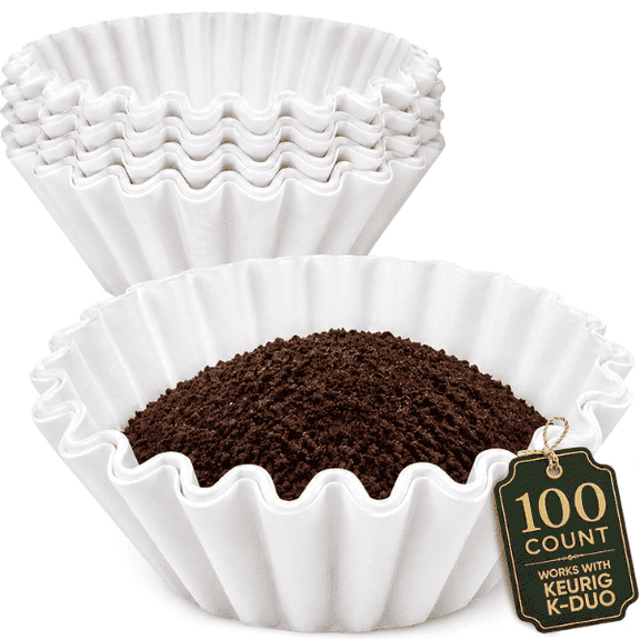 PureHQ Disposable Coffee Paper Filters for Keurig K-Duo Essential, K Duo Brewer, and K-Duo Plus Carafe Coffee Makers - Fits K-Duo Gold Tone Mesh Filter Basket Carafe – Coffee Sediment-Free (100 Pack)