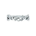 thumbnail image 2 of BERRICLE Sterling Silver Leaf Cubic Zirconia CZ Filigree Fashion Ring for Women, Rhodium Plated Size 5, 2 of 7