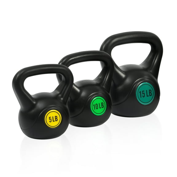 BalanceFrom 5 10 15lbs Wide Grip Kettlebell, Black
