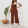 thumbnail image 5 of aidice Plus Size Overalls for Women Cotton Linen Lightweight Cropped Solid Color Capri Pants Jumpsuits, 5 of 6