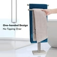 thumbnail image 3 of Standing Towel Rack Double-T Shape Tall Bath Towel Sheet Holder with Marble Design Base for Bathroom 2 Tier Towel Holder Stand Stainless Steel (Brushed Nickel), 3 of 7
