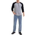 thumbnail image 2 of Camiseta de manga larga para hombre inspirada, color bloque, estilo casual, raglán, talla XL, gris, 2 of 6