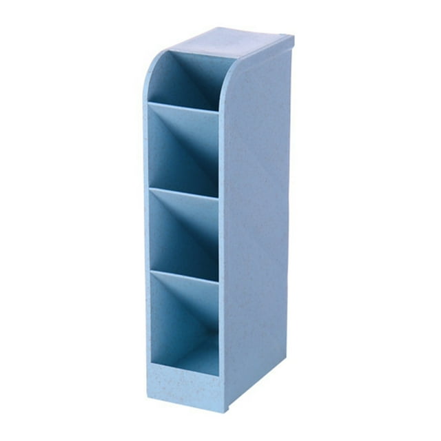 Inclined Pen Caddy, 4 Slot Plastic Desktop Insert Pen Holder Organizer Stationery Storage Box for Home School Storing Hand Erasers Rulers Scissors Pencils