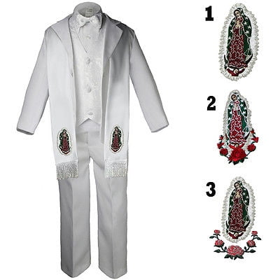

Baby Toddler Kid Boy Christening Baptism White Formal Tuxedo W Stole Suit Sm-20