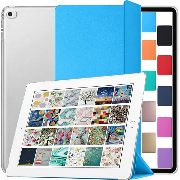 iPad Air 1st 2nd 9.7 5th 6th Inch [ Air 1 2 iPad 5 6 ] A1893 A1822 A1566 A1474 MD785LL/A MD788LL/A MD786LL/A MD789LL/A MD787LL/A MD790LL/A iPad Cover with Translucent Hard Back - Blue